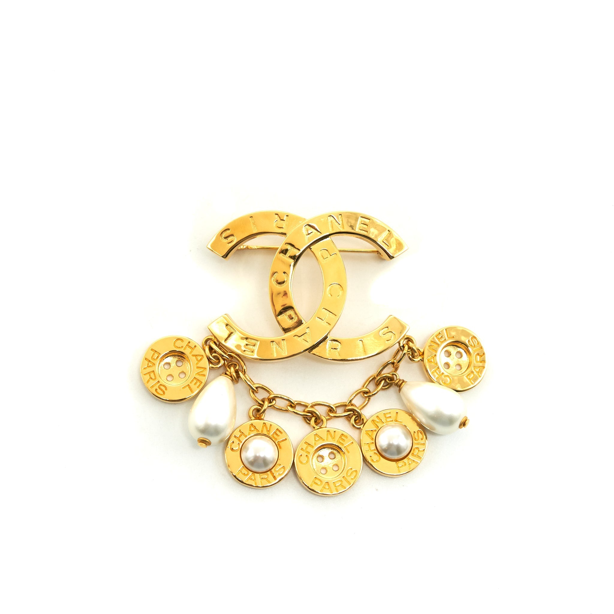 CHANEL CC AND BUTTON BROOCH