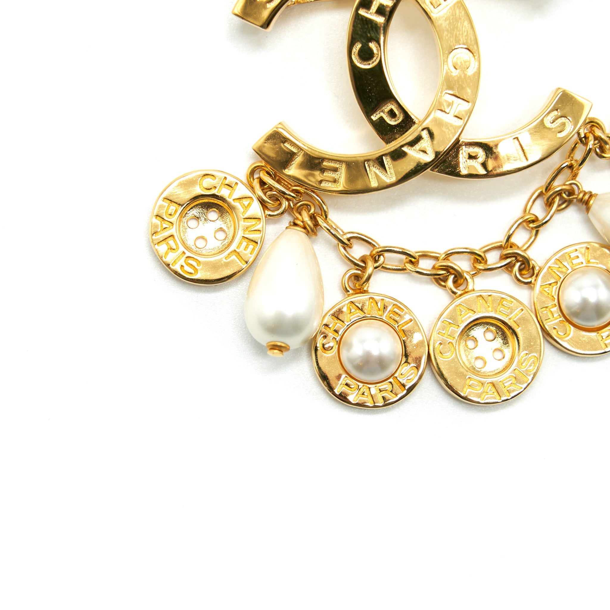 CHANEL CC AND BUTTON BROOCH