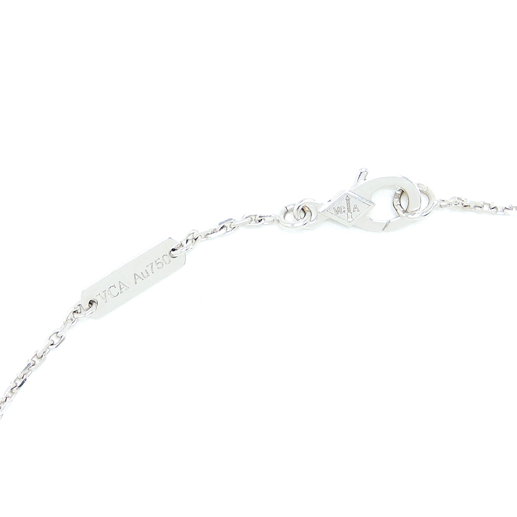 VAN CLEEF & ARPELS VINTAGE ALHAMBRA PENDANT WHITE GOLD DIAMONDS