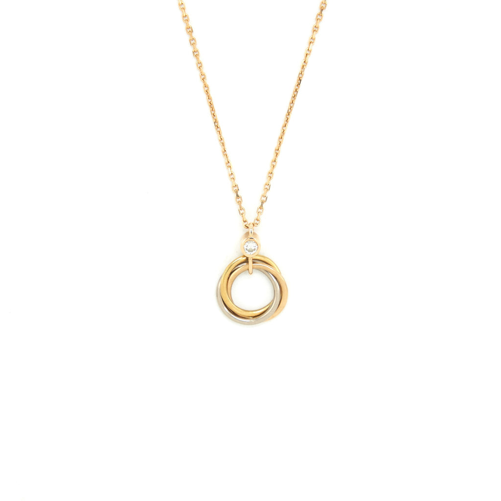 CARTIER TRINITY NECKLACE WHITE GOLD/YELLOW GOLD/ROSE GOLD WITH DIMOND