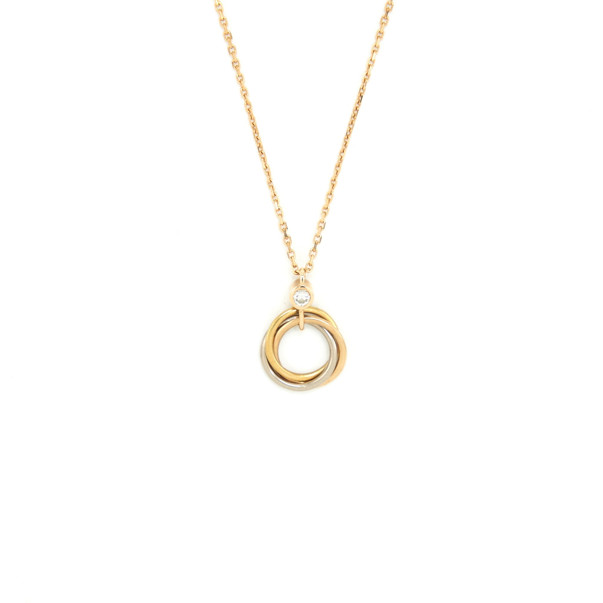 CARTIER TRINITY NECKLACE WHITE GOLD/YELLOW GOLD/ROSE GOLD WITH DIMOND