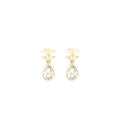 CHANEL CC AND CRYSTAL DROP EARRINGS LIGHT GOLD TONE