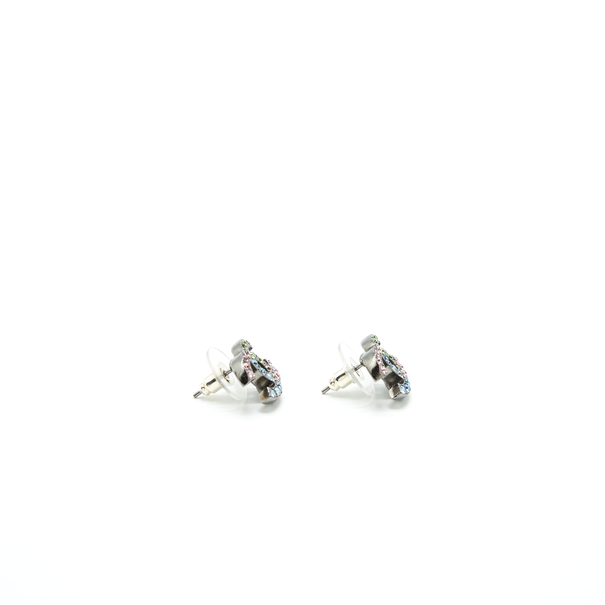 CHANEL 22S CC LOGO RAINBOW CRYSTAL EARRINGS