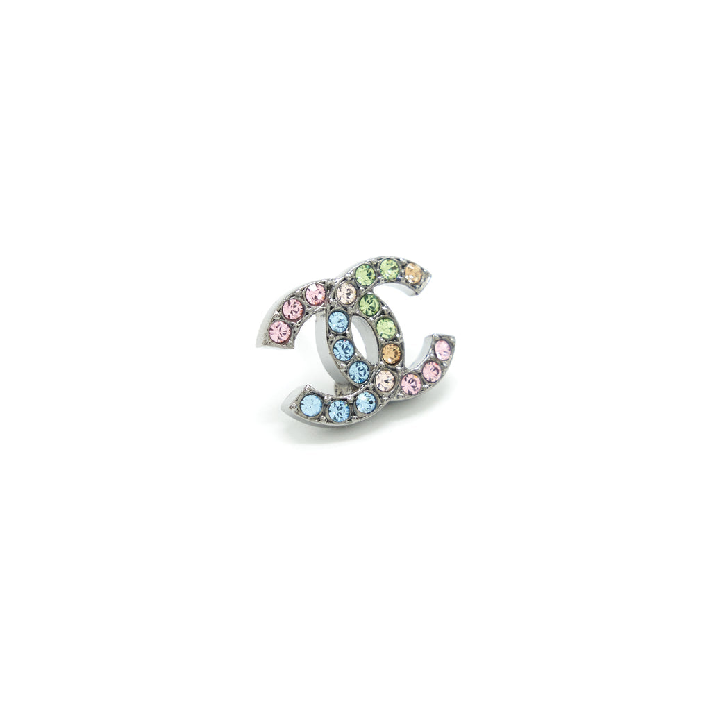 CHANEL 22S CC LOGO RAINBOW CRYSTAL EARRINGS