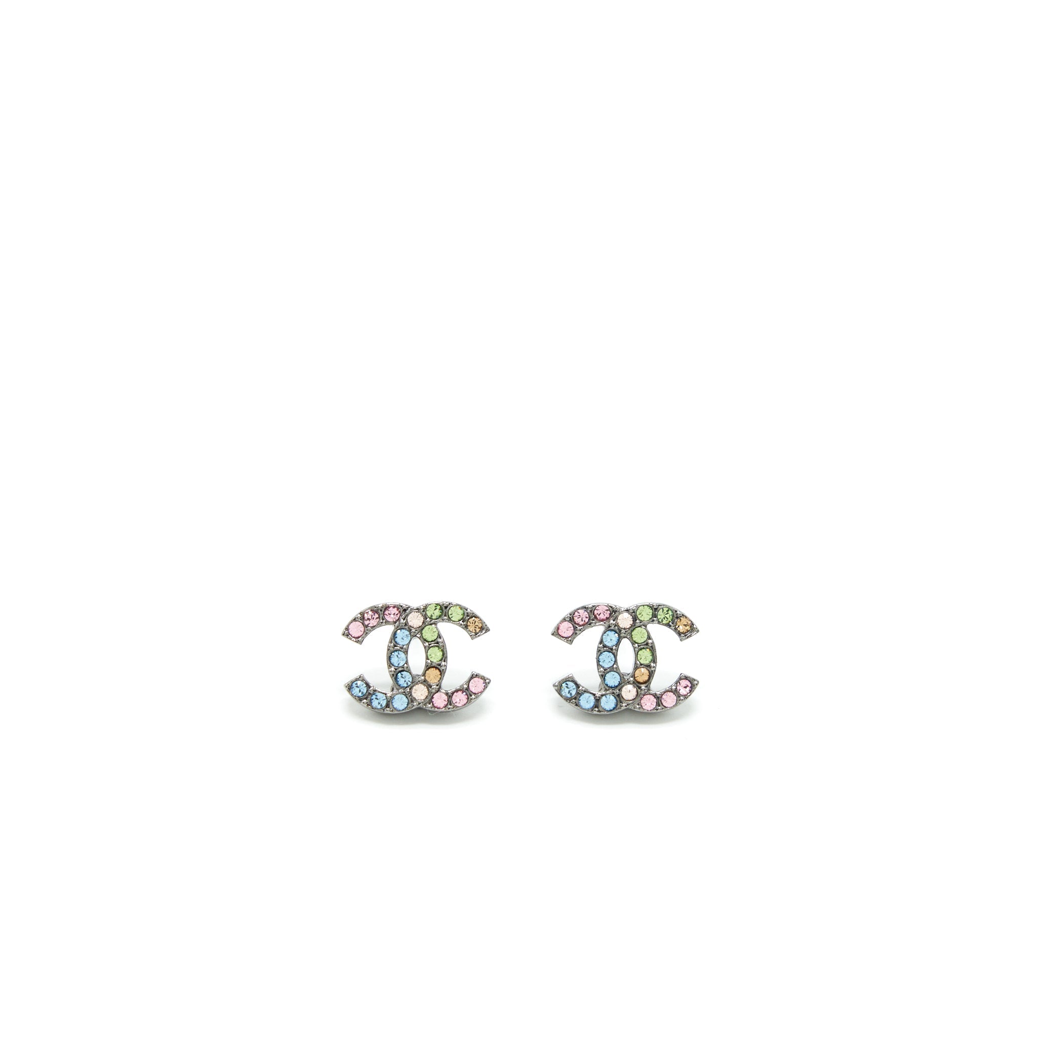 CHANEL 22S CC LOGO RAINBOW CRYSTAL EARRINGS