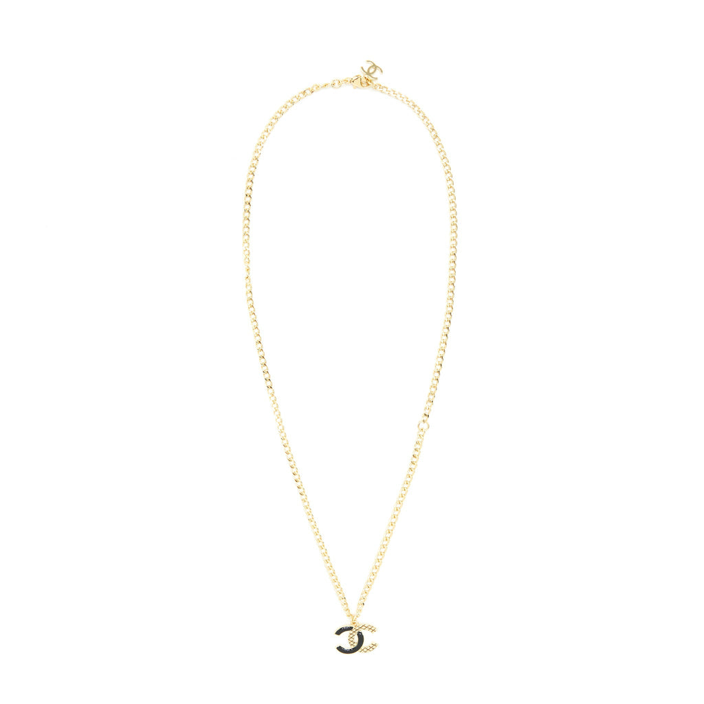 CHANEL CC LOGO NECKLACE BLACK/GOLD TONE