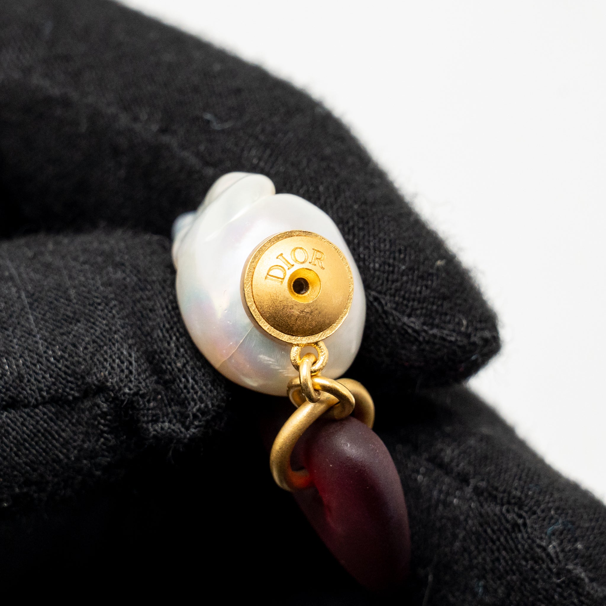 DIOR ROSE DROP PEARL EARRING, HEART DROP PEARL EARRING ROSE RING, GOLD TONE (SELL IN SET)