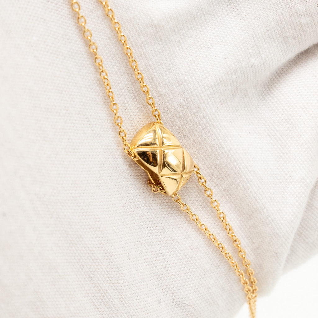 CHANEL COCO CRUSH NECKLACE QUILTED MOTIF YELLOW GOLD