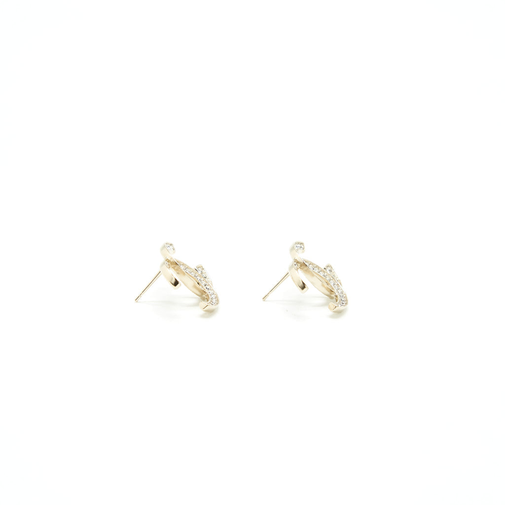 CHANEL CLASSIC CC LOGO EARRINGS GOLD TONE