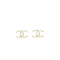 CHANEL CLASSIC CC LOGO EARRINGS GOLD TONE
