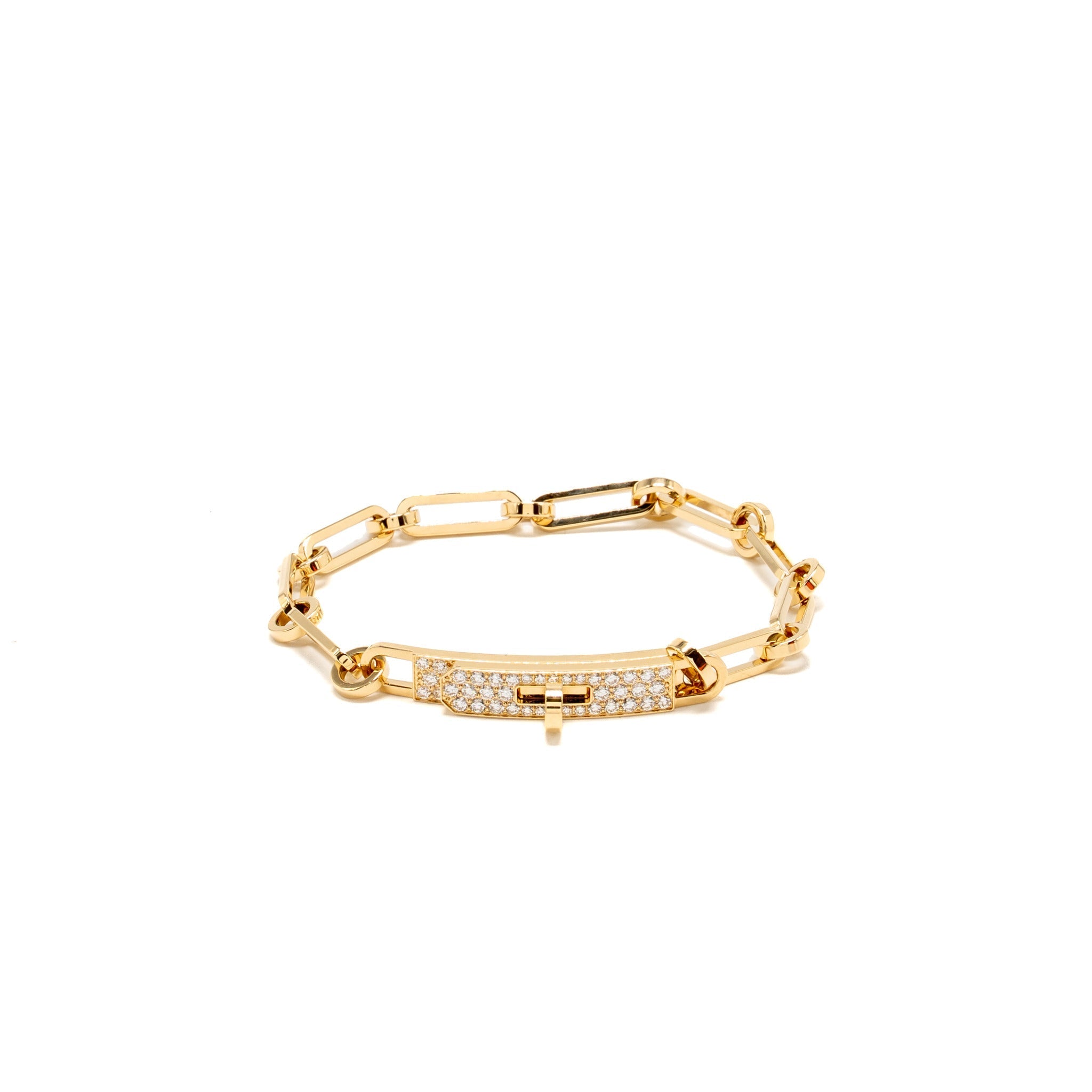 HERMES KELLY CHAINE BRACELET YELLOW GOLD, DIAMONDS