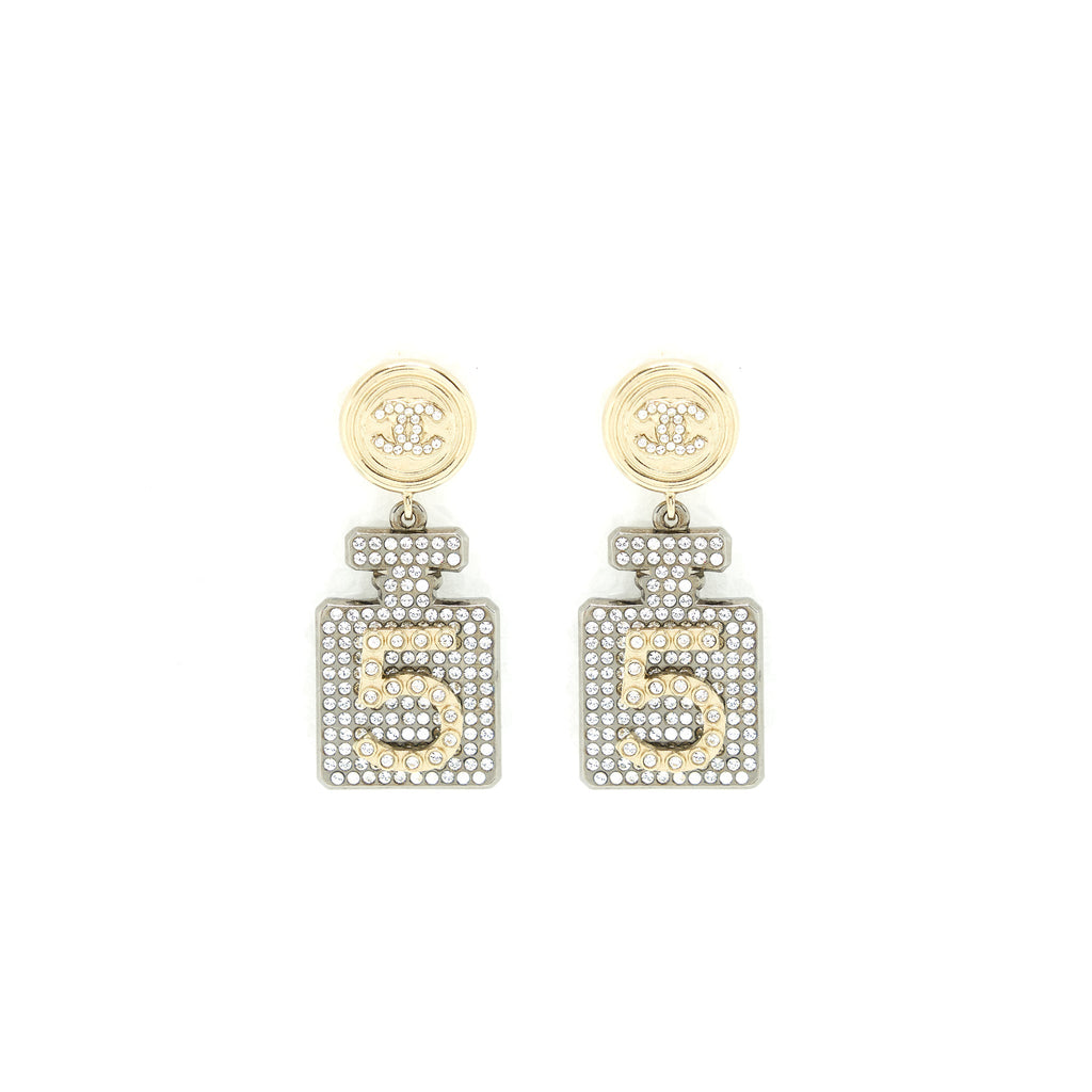 CHANEL NO.5 PERFUME BOTTLE CRYSTAL DROP EARRINGS LGHW