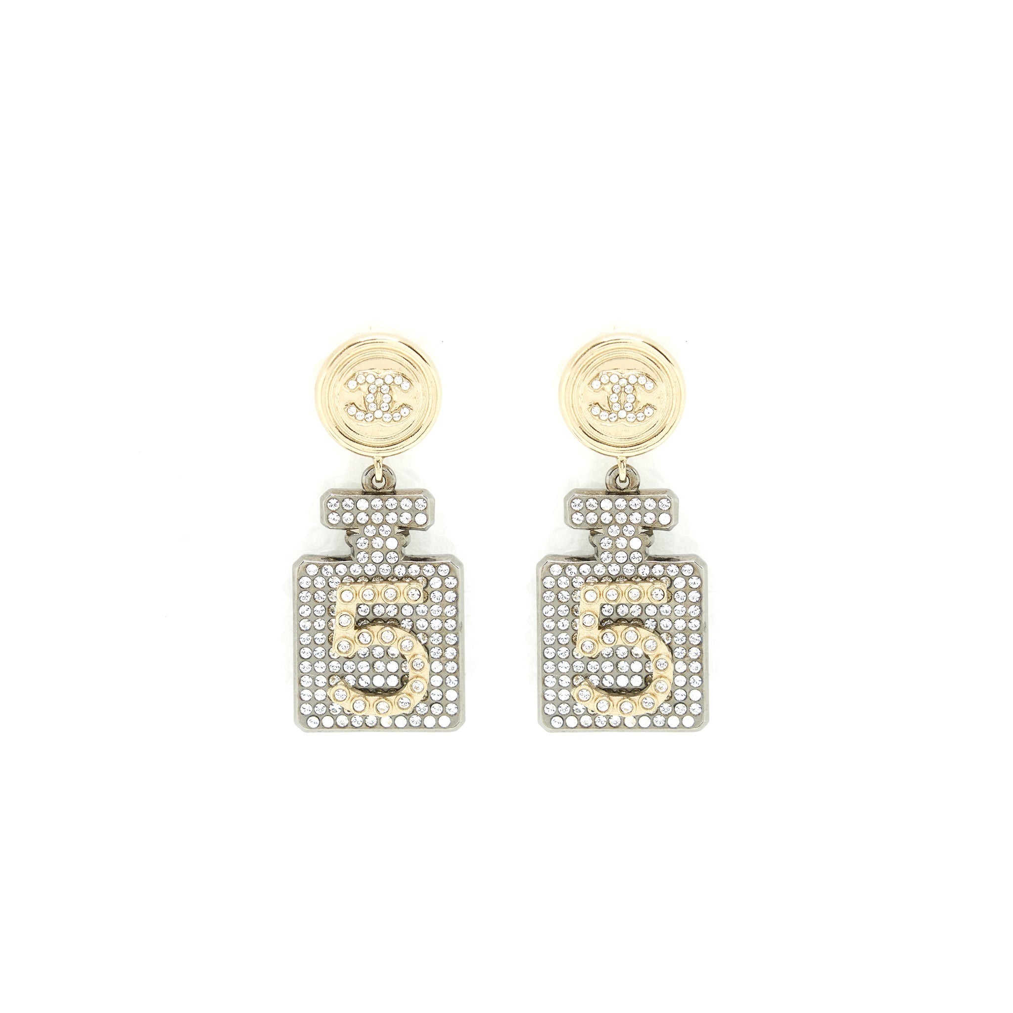 CHANEL NO.5 PERFUME BOTTLE CRYSTAL DROP EARRINGS LGHW