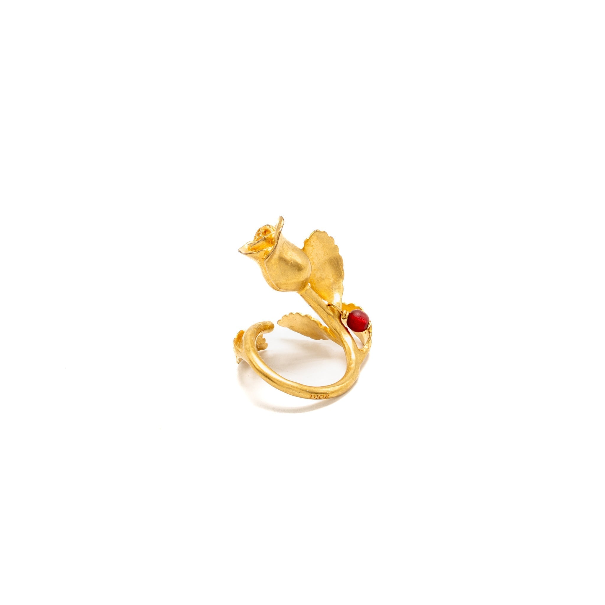 DIOR ROSE DROP PEARL EARRING, HEART DROP PEARL EARRING ROSE RING, GOLD TONE (SELL IN SET)