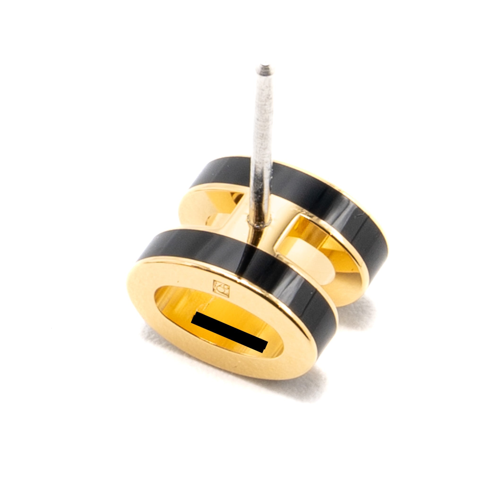 HERMES MINI POP H EARRINGS BLACK GHW