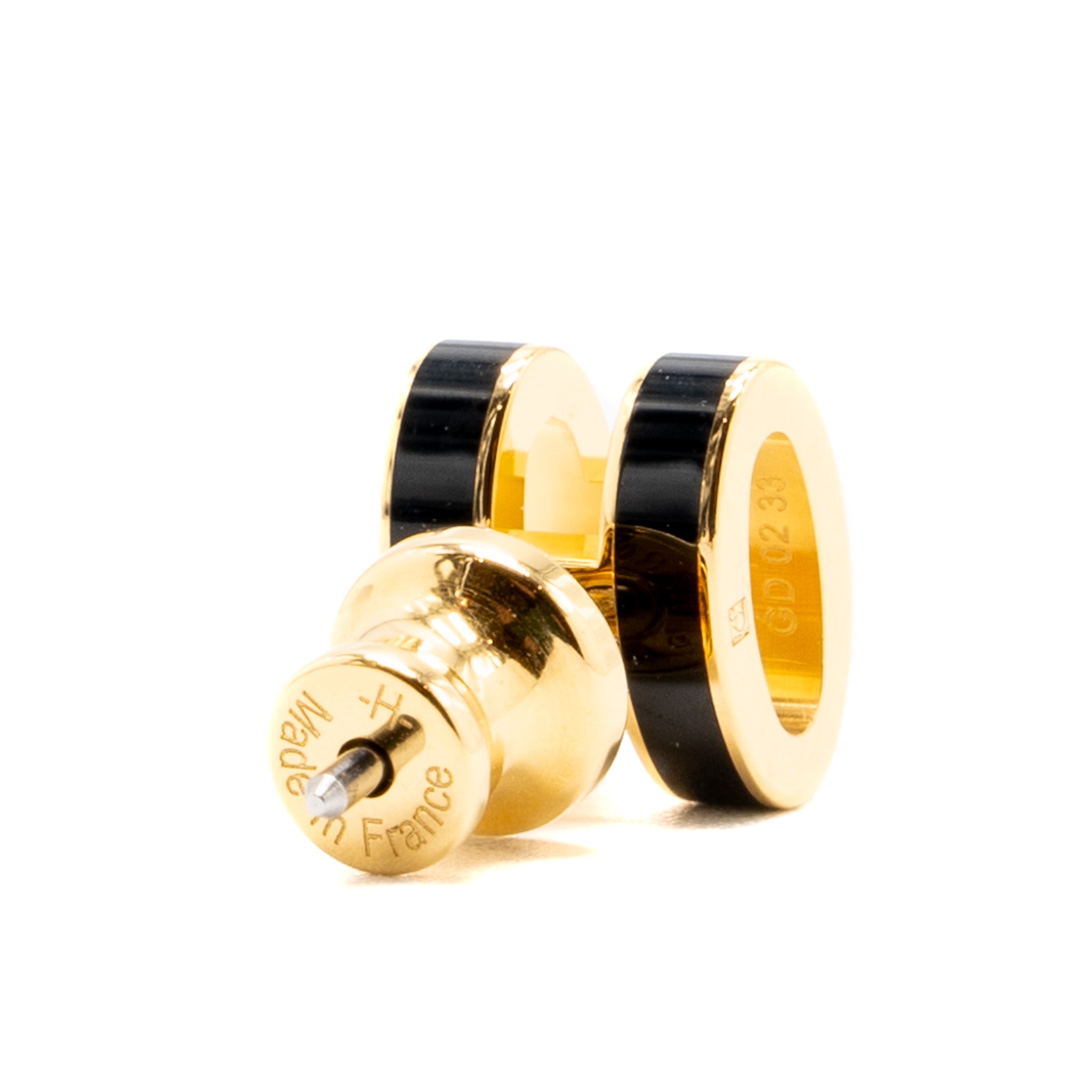 HERMES MINI POP H EARRINGS BLACK GHW