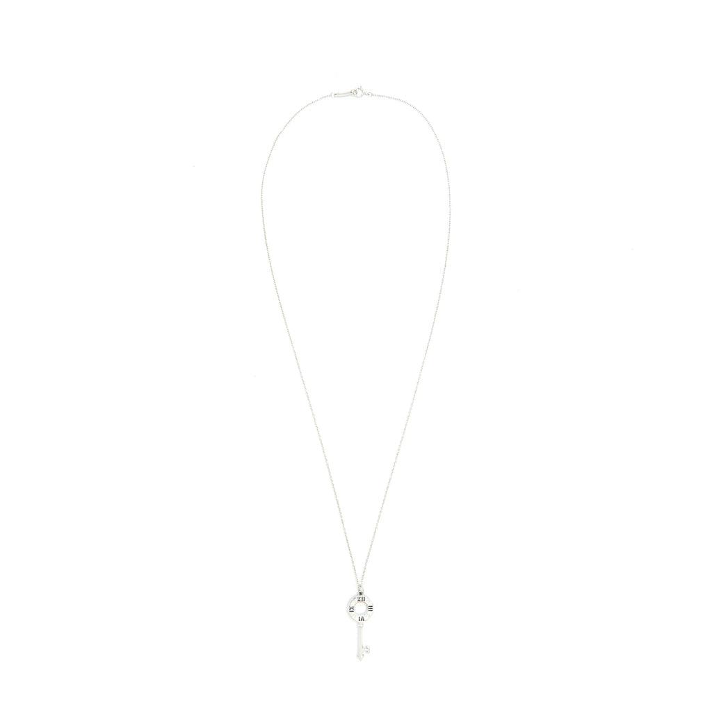 TIFFANY KEY ATLAS PIERCED KEY PEDANT IN 18K WHITE GOLD WITH DIAMONDS