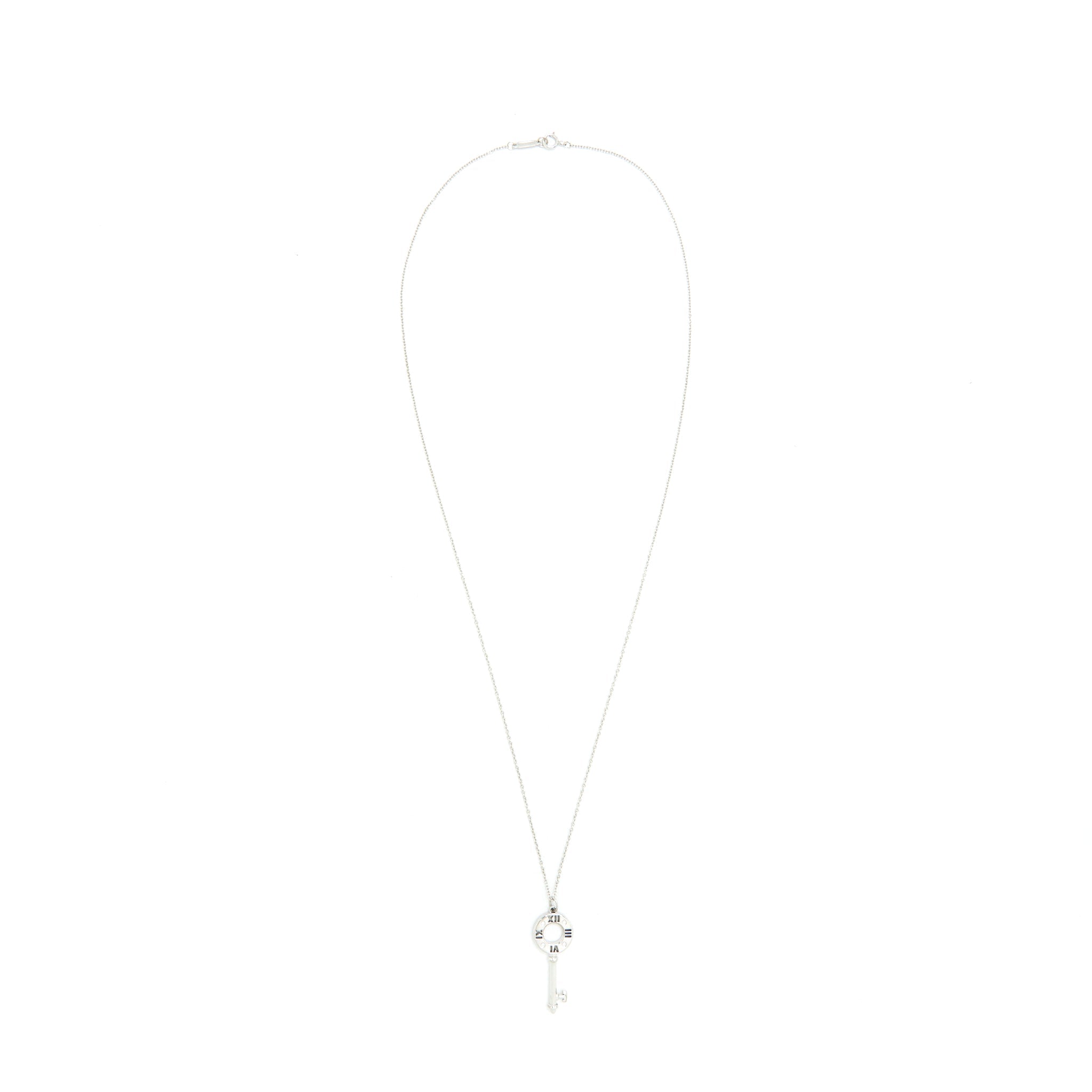 TIFFANY KEY ATLAS PIERCED KEY PEDANT IN 18K WHITE GOLD WITH DIAMONDS