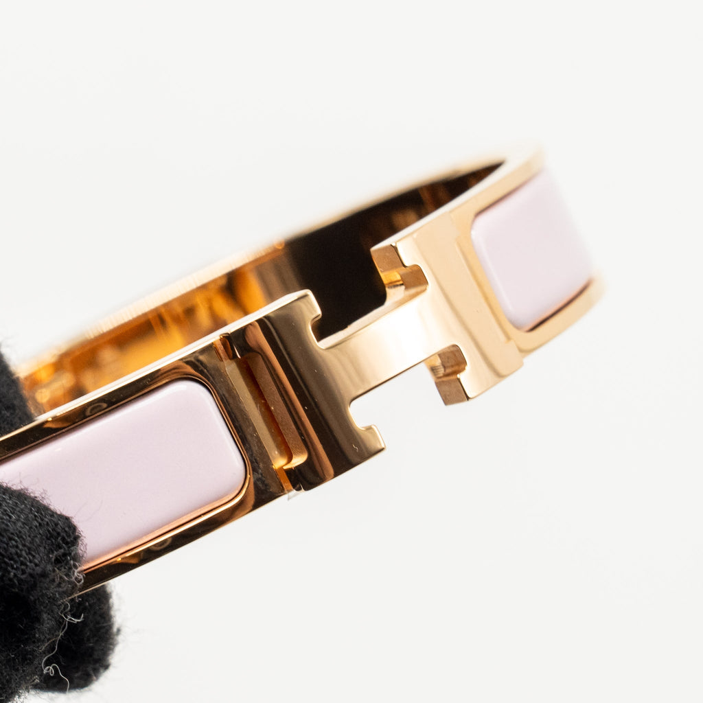 HERMES CLIC H BRACELET ROSE DRAGEE RGHW
