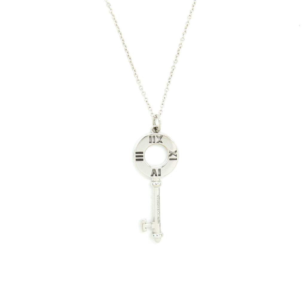 TIFFANY KEY ATLAS PIERCED KEY PEDANT IN 18K WHITE GOLD WITH DIAMONDS