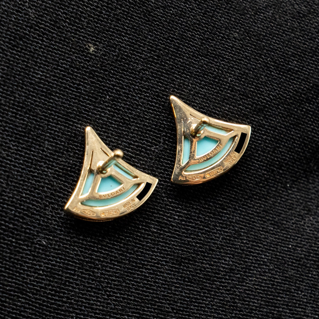 BVLGARI DIVA’S DREAM EARRINGS 18K YELLOW GOLD / TURQUOISE WITH PAVED DIAMONDS