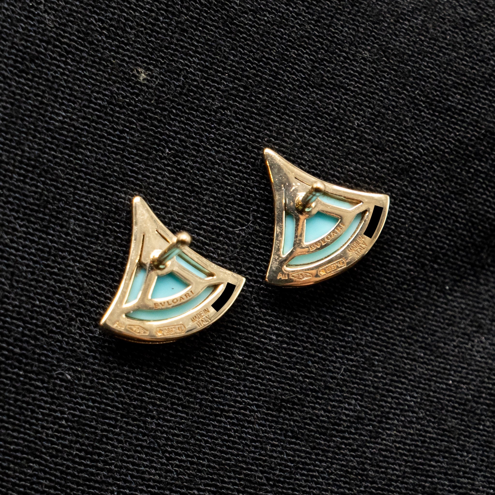 BVLGARI DIVA’S DREAM EARRINGS 18K YELLOW GOLD / TURQUOISE WITH PAVED DIAMONDS