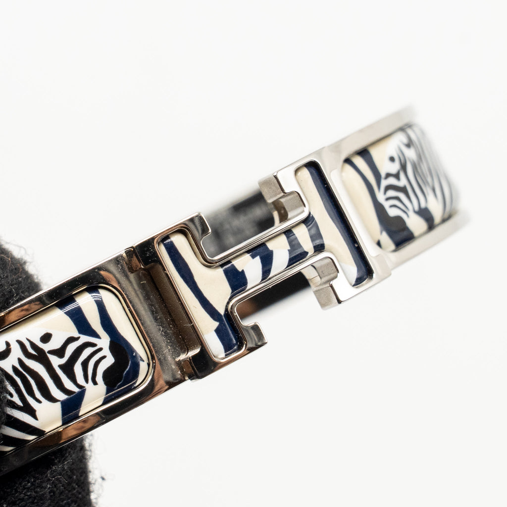 HERMES CLIC H BRACELET ZEBRES DE TANZANIE BEIGE/BLUE SHW