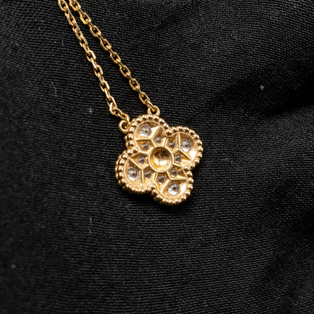 VAN CLEEF AND ARPELS VINTAGEL ALHAMBRA PENDANT 18K YELLOW GOLD DIAMONDS