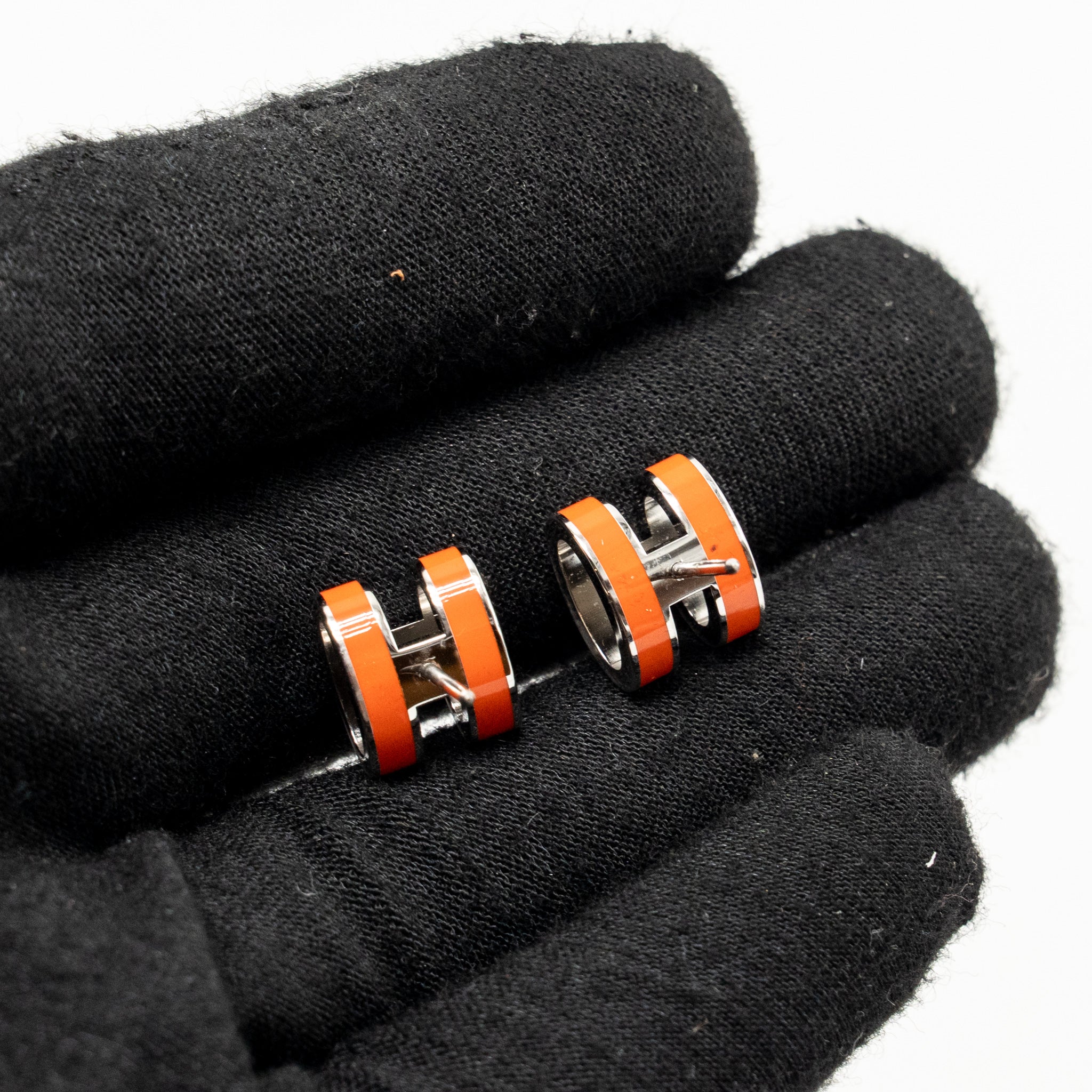 HERMES POP H EARRINGS ORANGE SHW