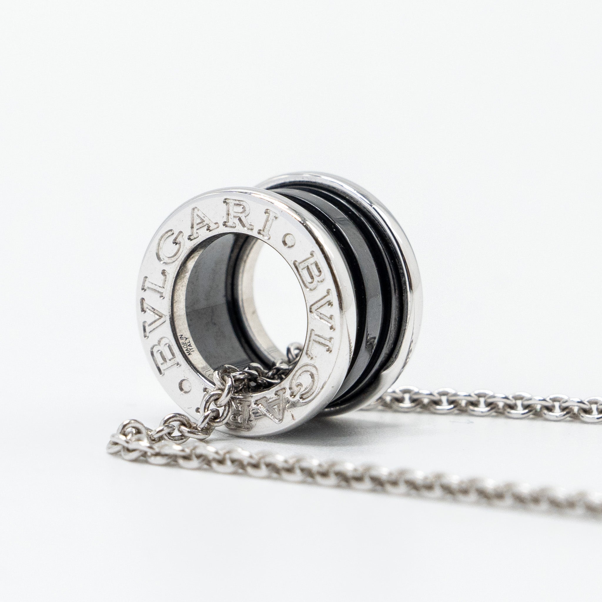 BVLGARI SAVE THE CHILDREN B ZERO NECKLACE BLACK CERAMIC / SILVER