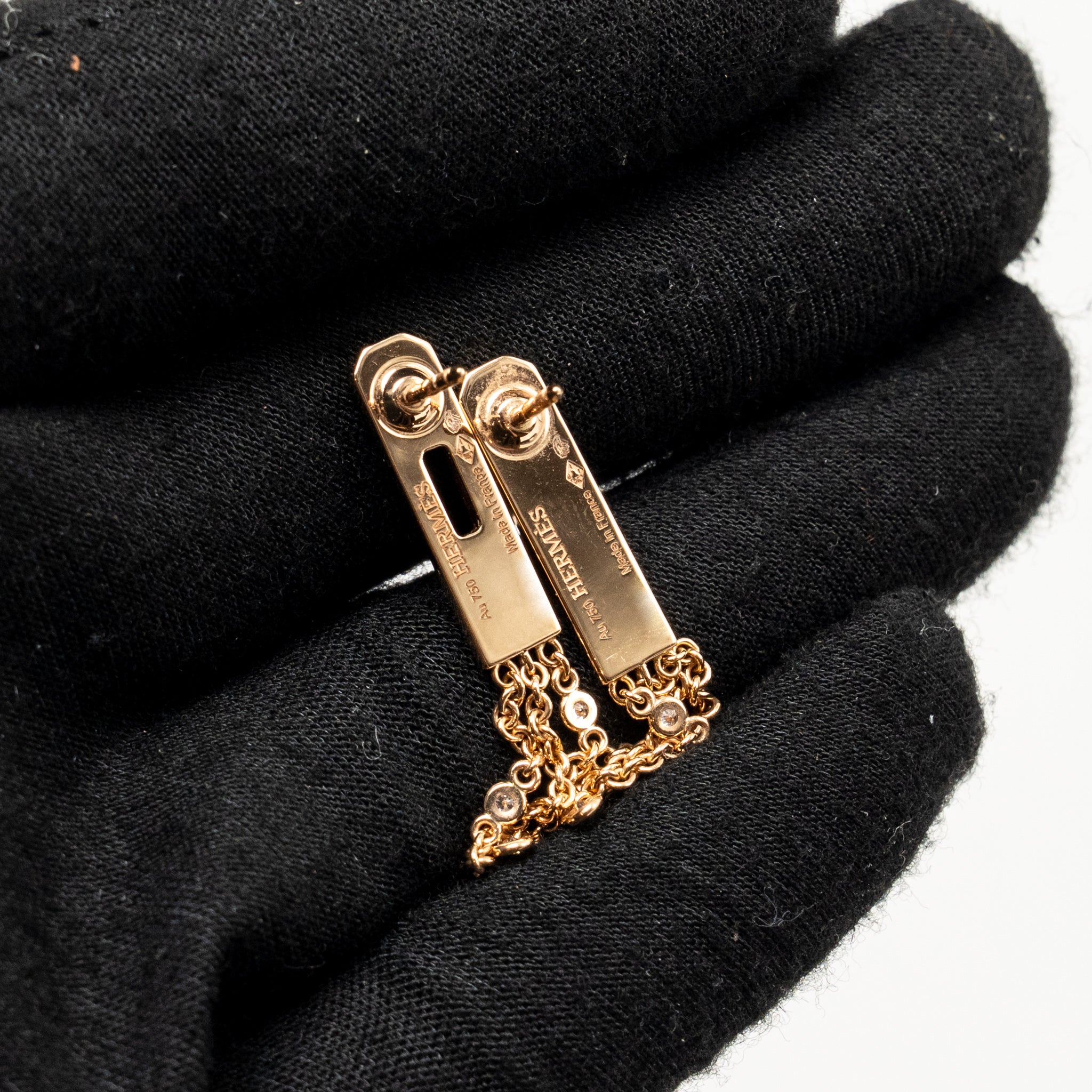 HERMES KELLY CAVROCHE EARRINGS ROSE GOLD, DIAMONDS