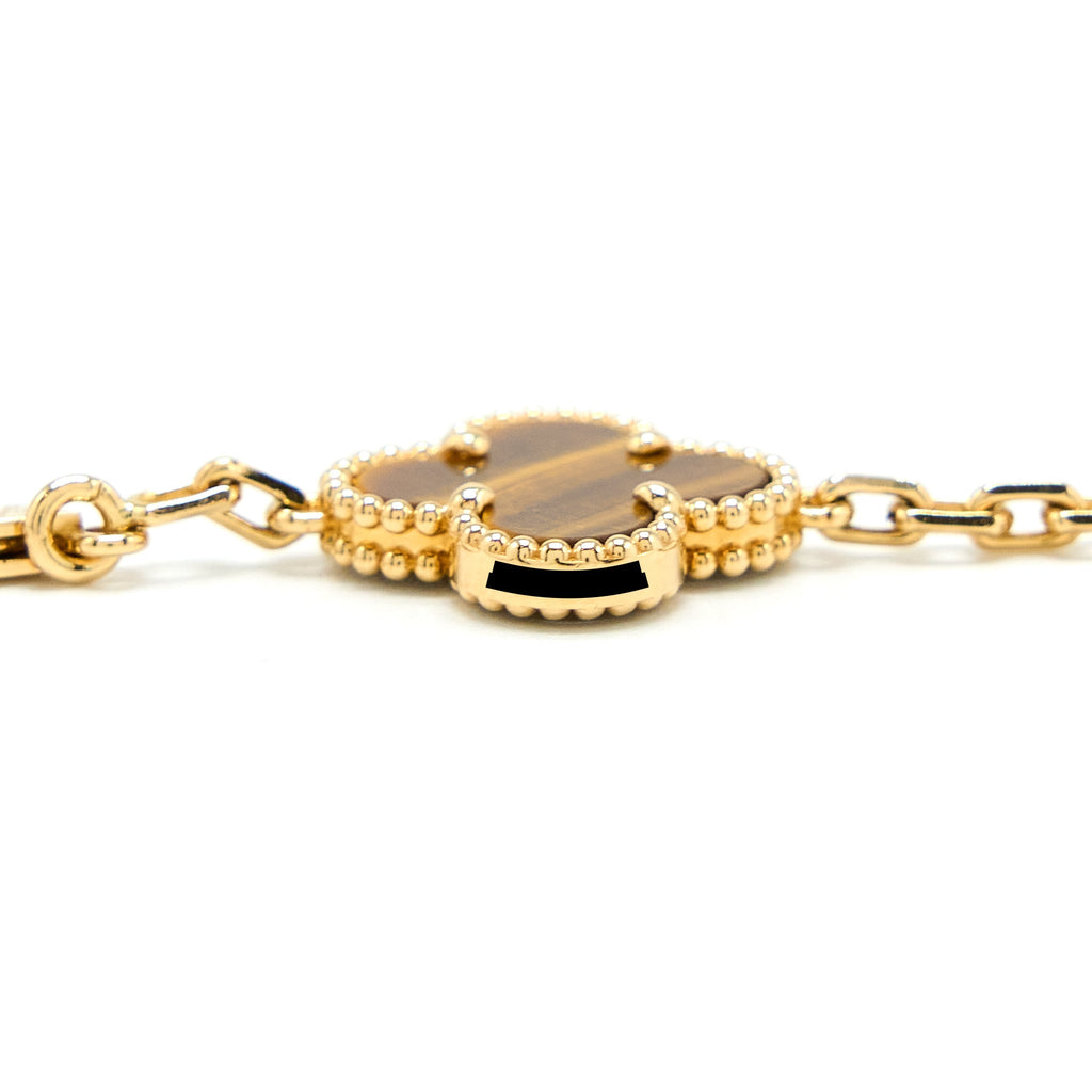 VAN CLEEF & ARPELS ALHAMBRA 5 MOTIFS BRACELET TIGER EYE YELLOW GOLD