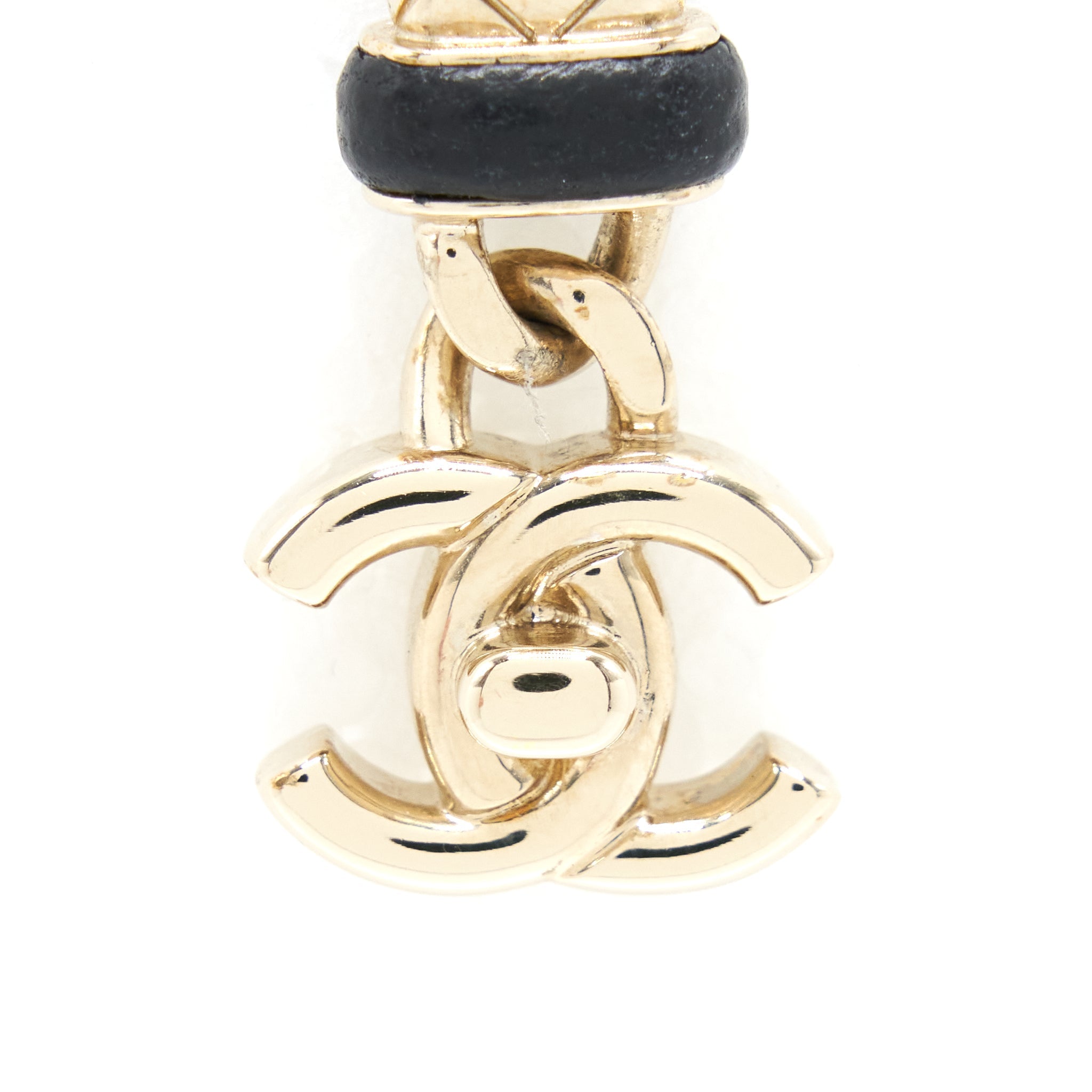 CHANEL CC LOGO DROP EARRINGS GHW
