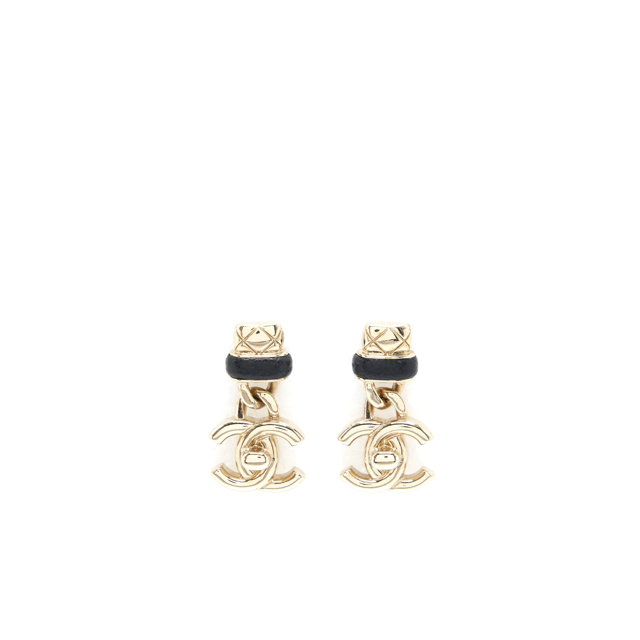 CHANEL CC LOGO DROP EARRINGS GHW