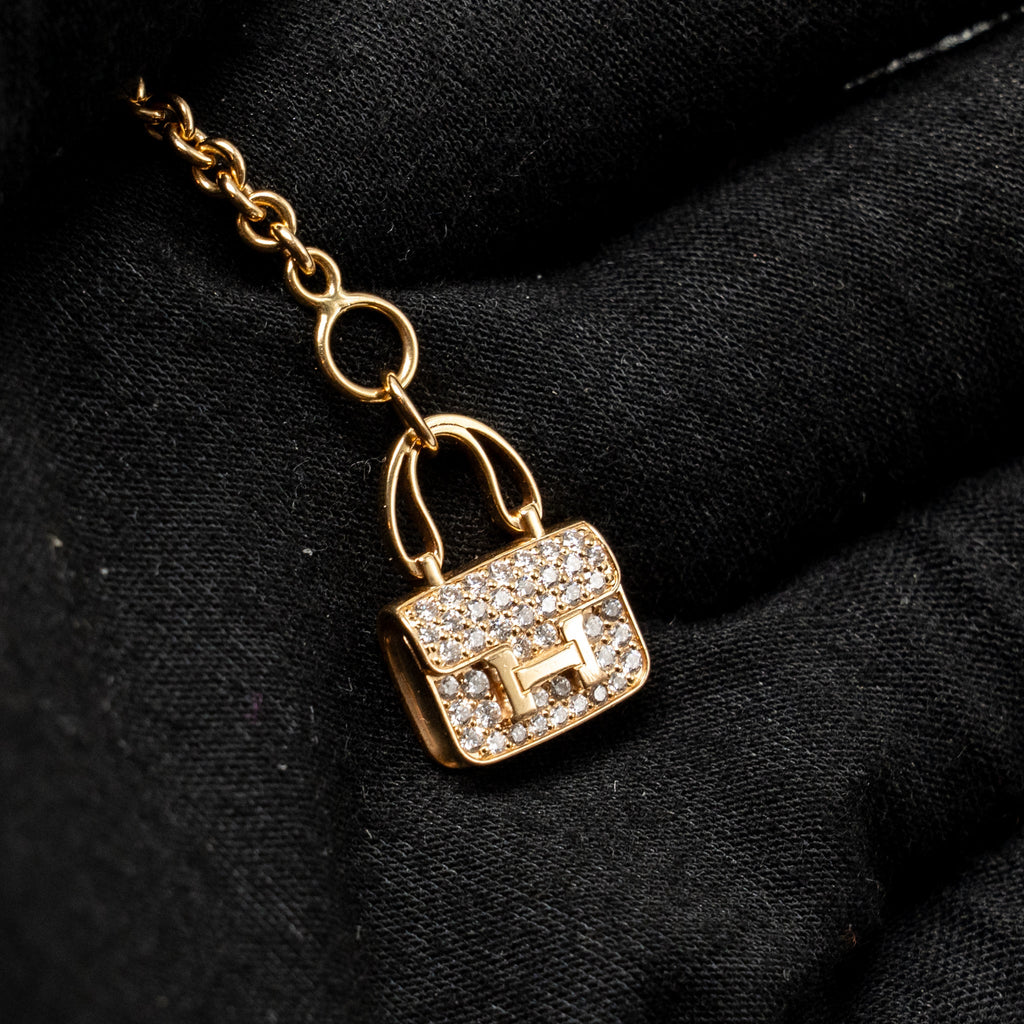 HERMES AMULETTES CONSTANCE BRACELET ROSE GOLD WITH DIAMONDS