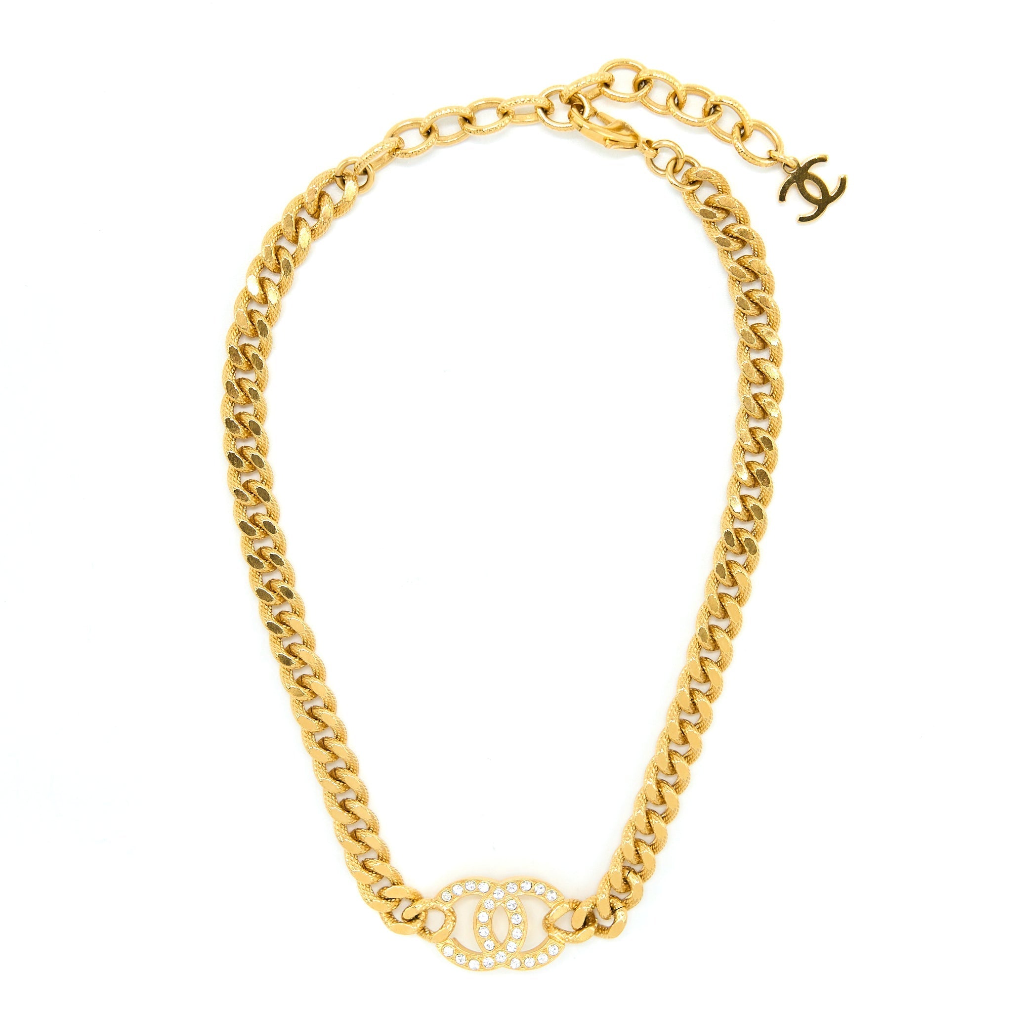 CHANEL CC LOGO CHOKER WITH CRYSTALS GOLD TONE