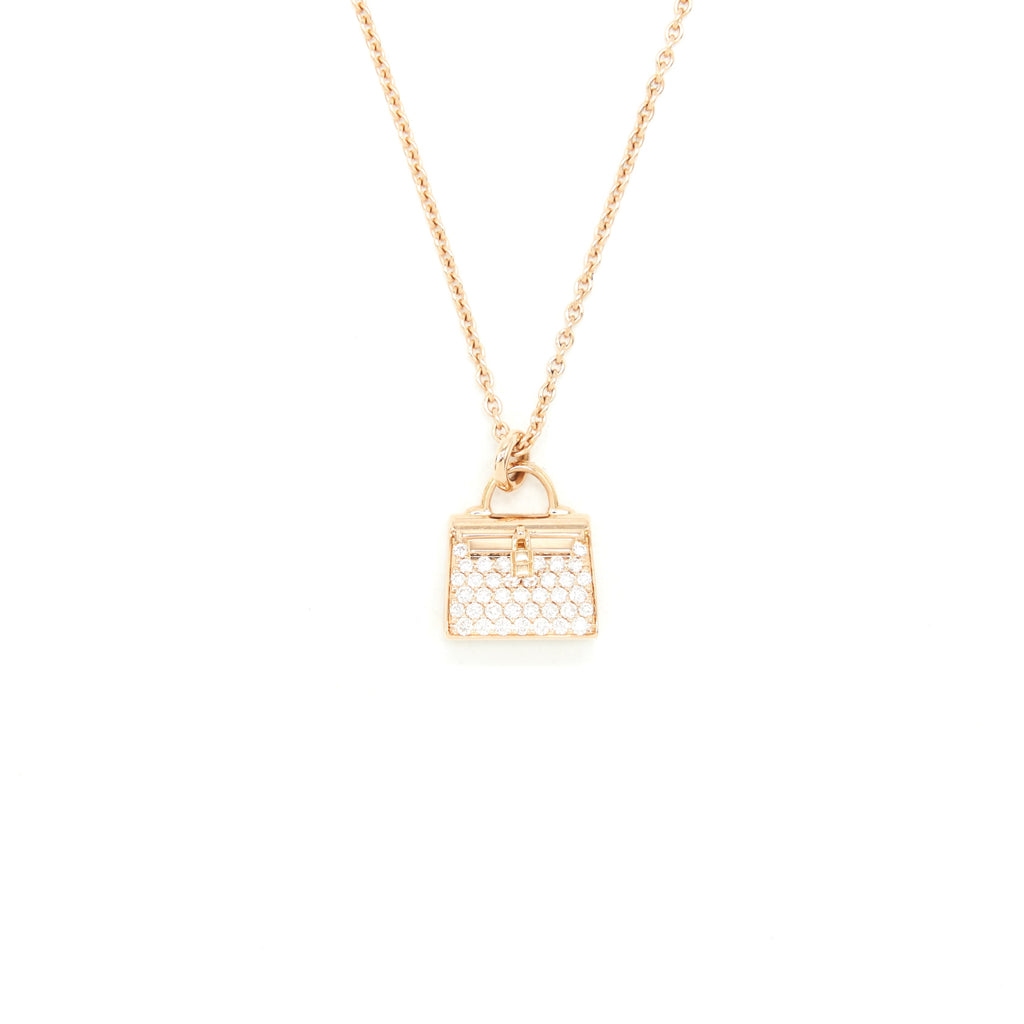 HERMES KELLY AMULETTE PENDANT ROSE GOLD WITH DIAMONDS (NEW VERSION)