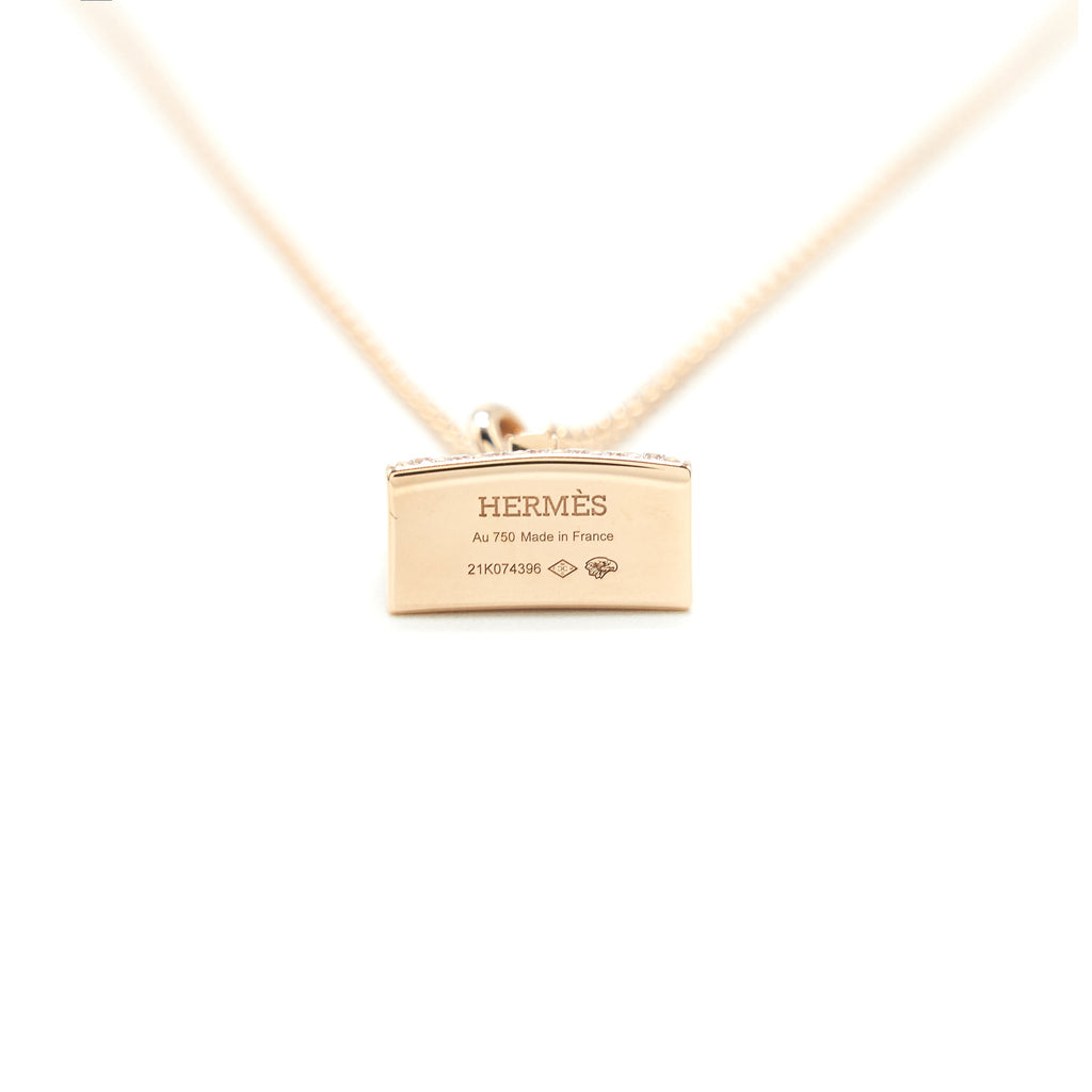 HERMES KELLY AMULETTE PENDANT ROSE GOLD WITH DIAMONDS (NEW VERSION)