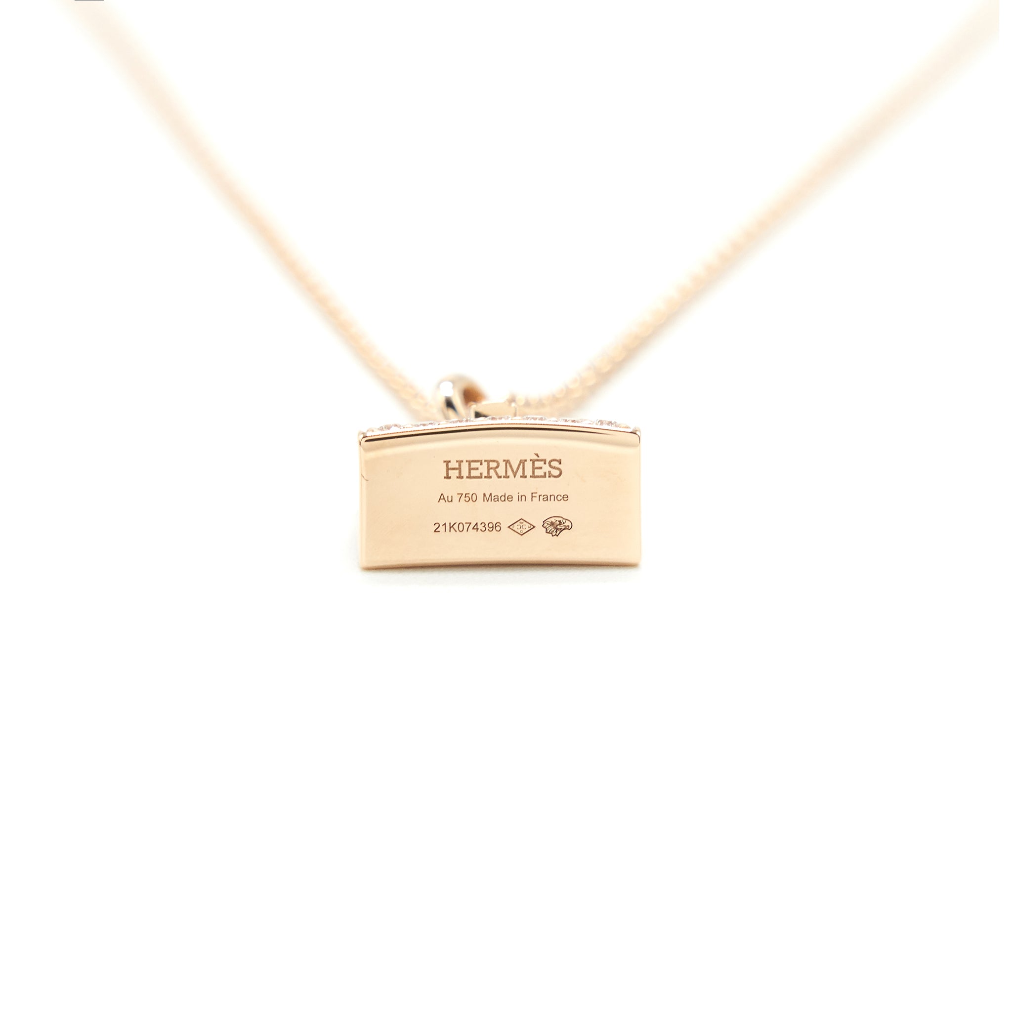 HERMES KELLY AMULETTE PENDANT ROSE GOLD WITH DIAMONDS (NEW VERSION)
