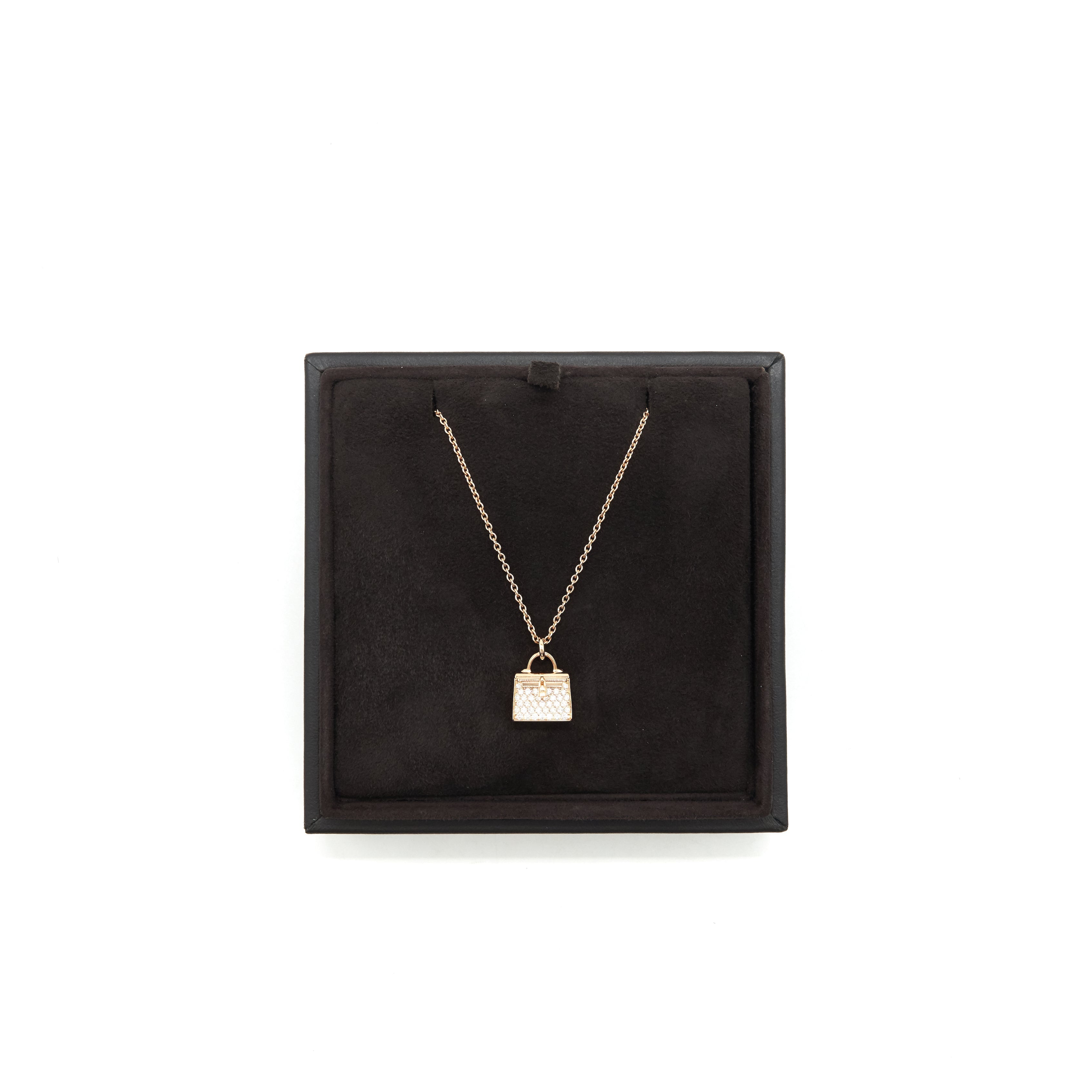 HERMES KELLY AMULETTE PENDANT ROSE GOLD WITH DIAMONDS (NEW VERSION)