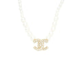 CHANEL CC LOGO AND PEARL NECKLACE/ CHOKER