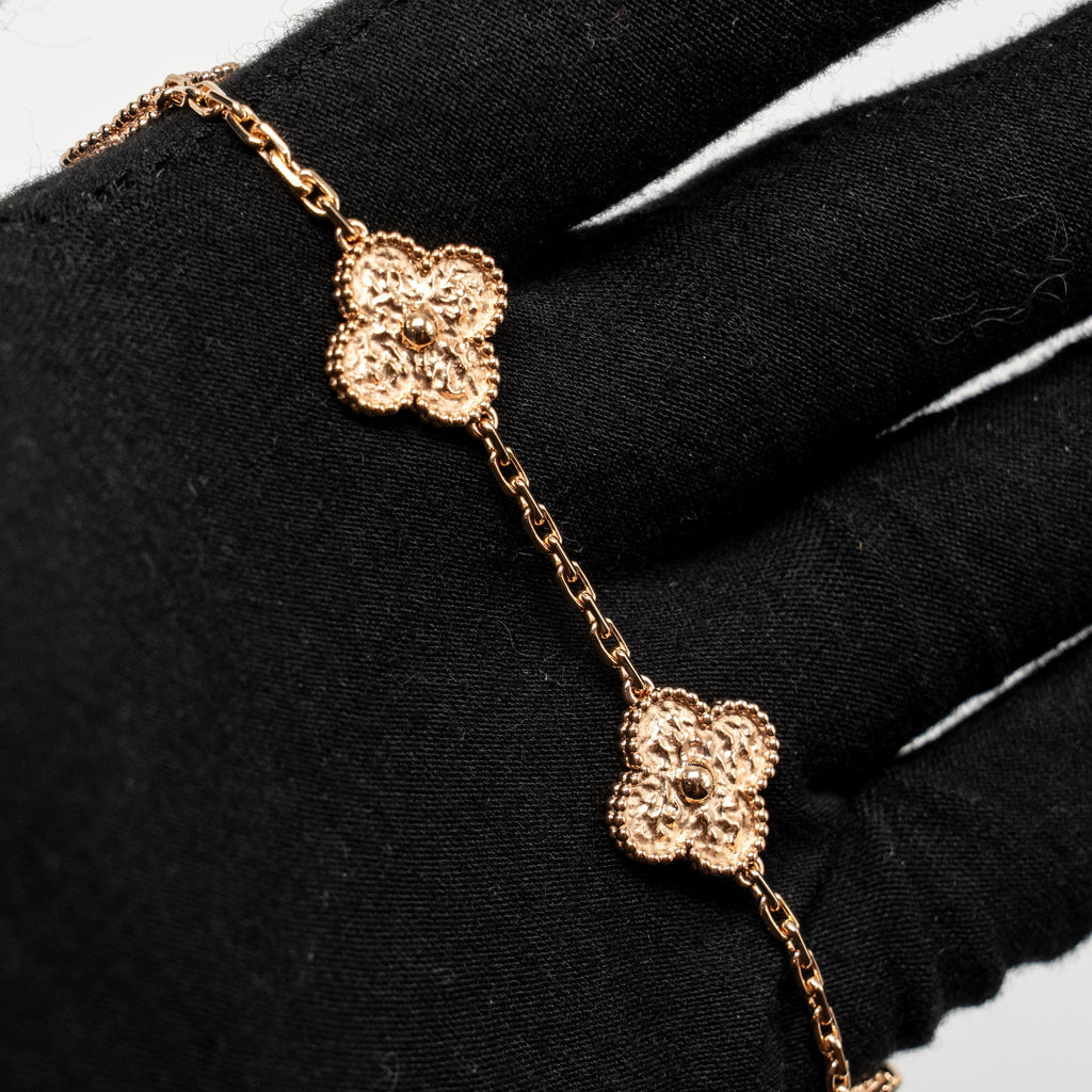 VAN CLEEF AND ARPELS VINTAGE ALHAMBRA BRACELET 5 MOTIF 18K ROSE GOLD