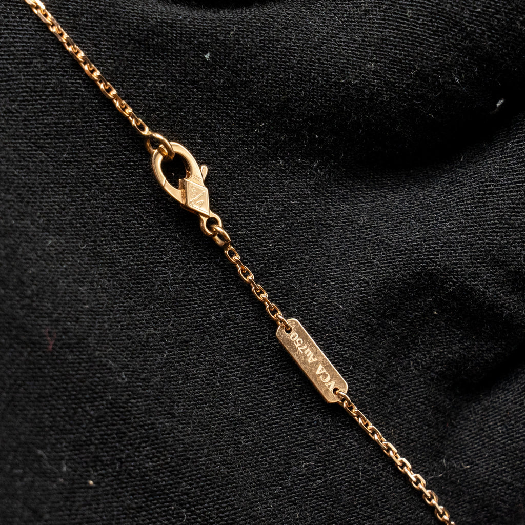 VAN CLEEF & ARPELS VINTAGE ALHAMBRA NECKLACE GREY MOTHER OF PEARL ROSE GOLD