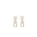 CHANEL CRYSTAL AND STUD CC PERFUME DROP EARRING LGHW