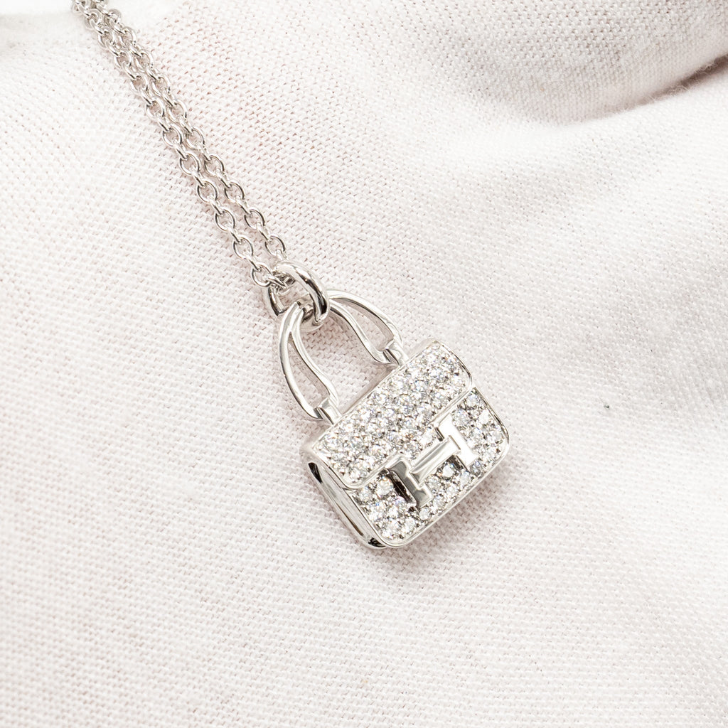 HERMES AMULETTE CONSTANCE PENDANT WHITE GOLD WITH DIAMONDS