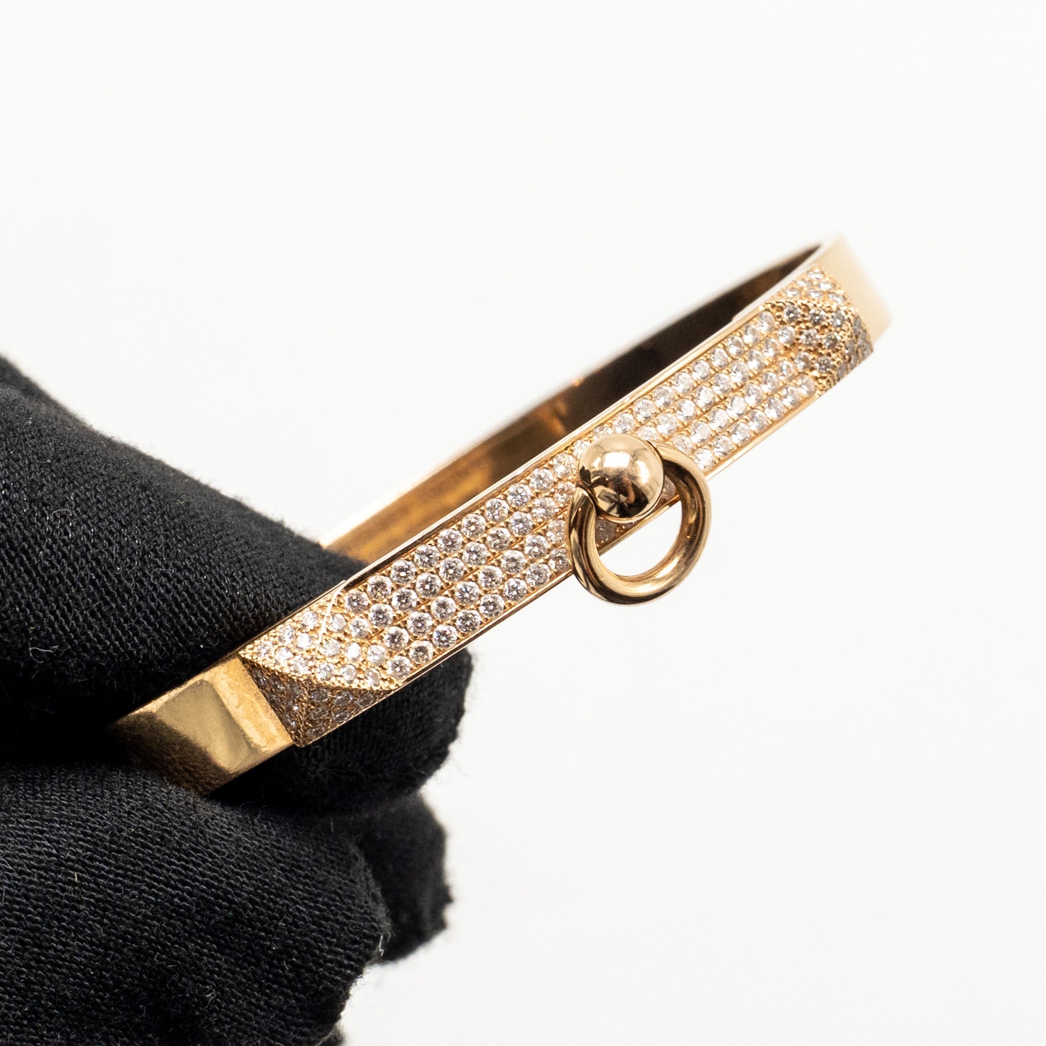 HERMES COLLIER DE CHIEN BRACELET ROSE GOLD/DIAMONDS