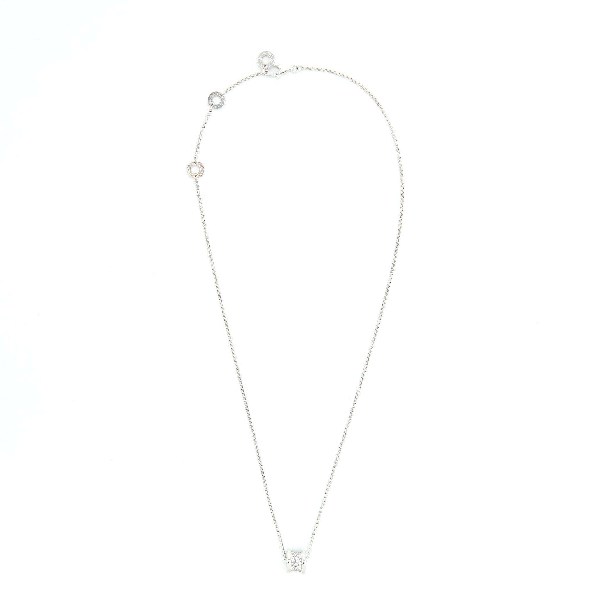 BVLGARI B.ZERO1 MINI NECKLACE WHITE GOLD WITH DIAMONDS