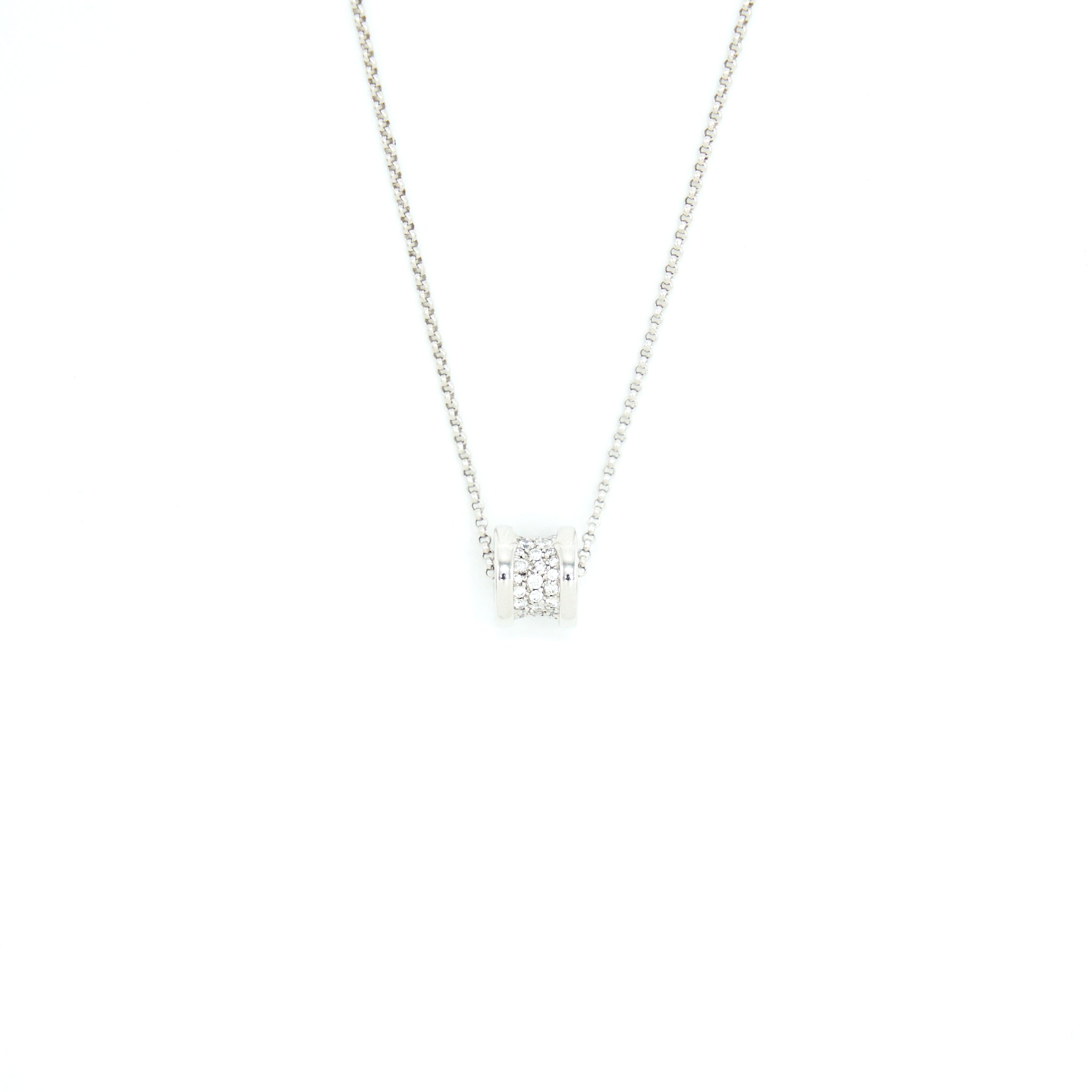 BVLGARI B.ZERO1 MINI NECKLACE WHITE GOLD WITH DIAMONDS