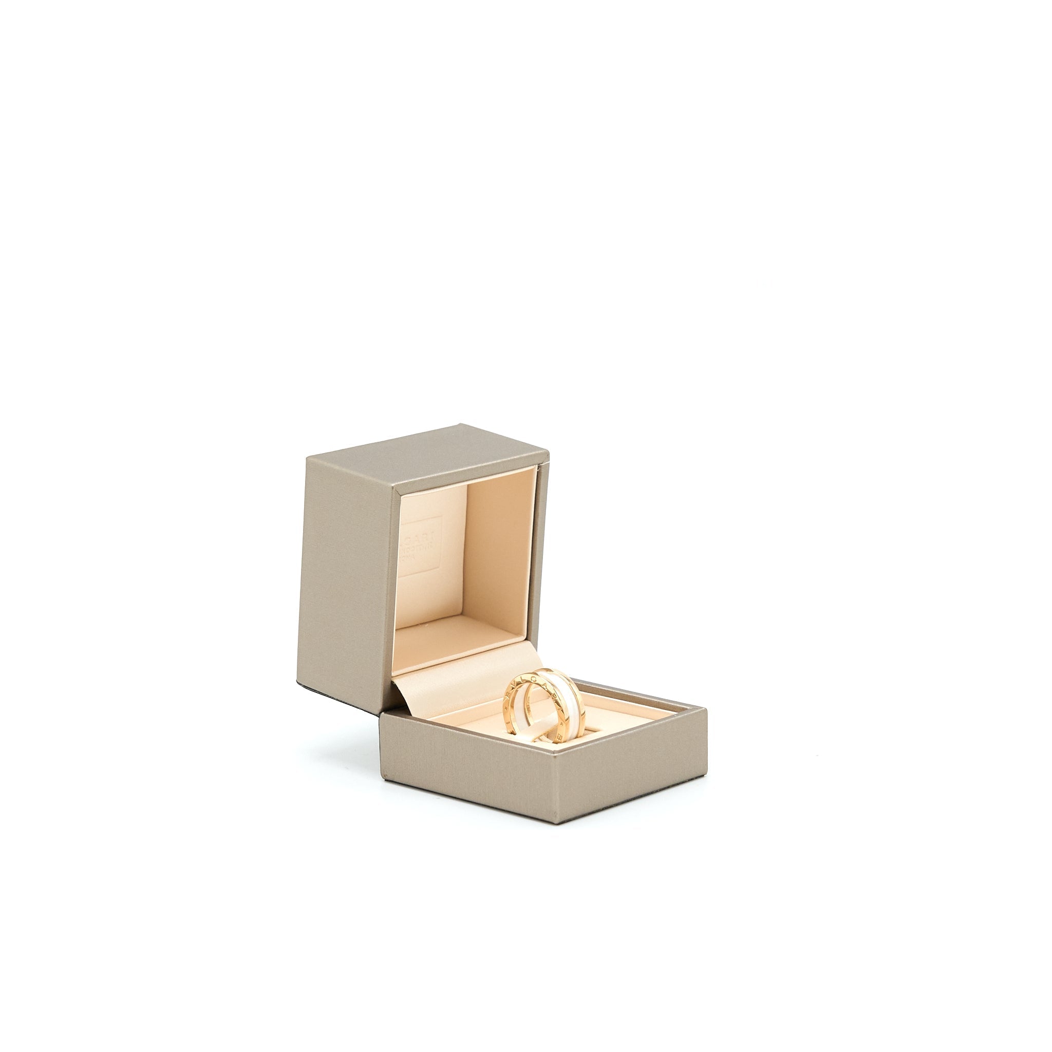 BVLGARI B ZERO RING TWO BANDS ROSE GOLD AND WHITE CERAMIC