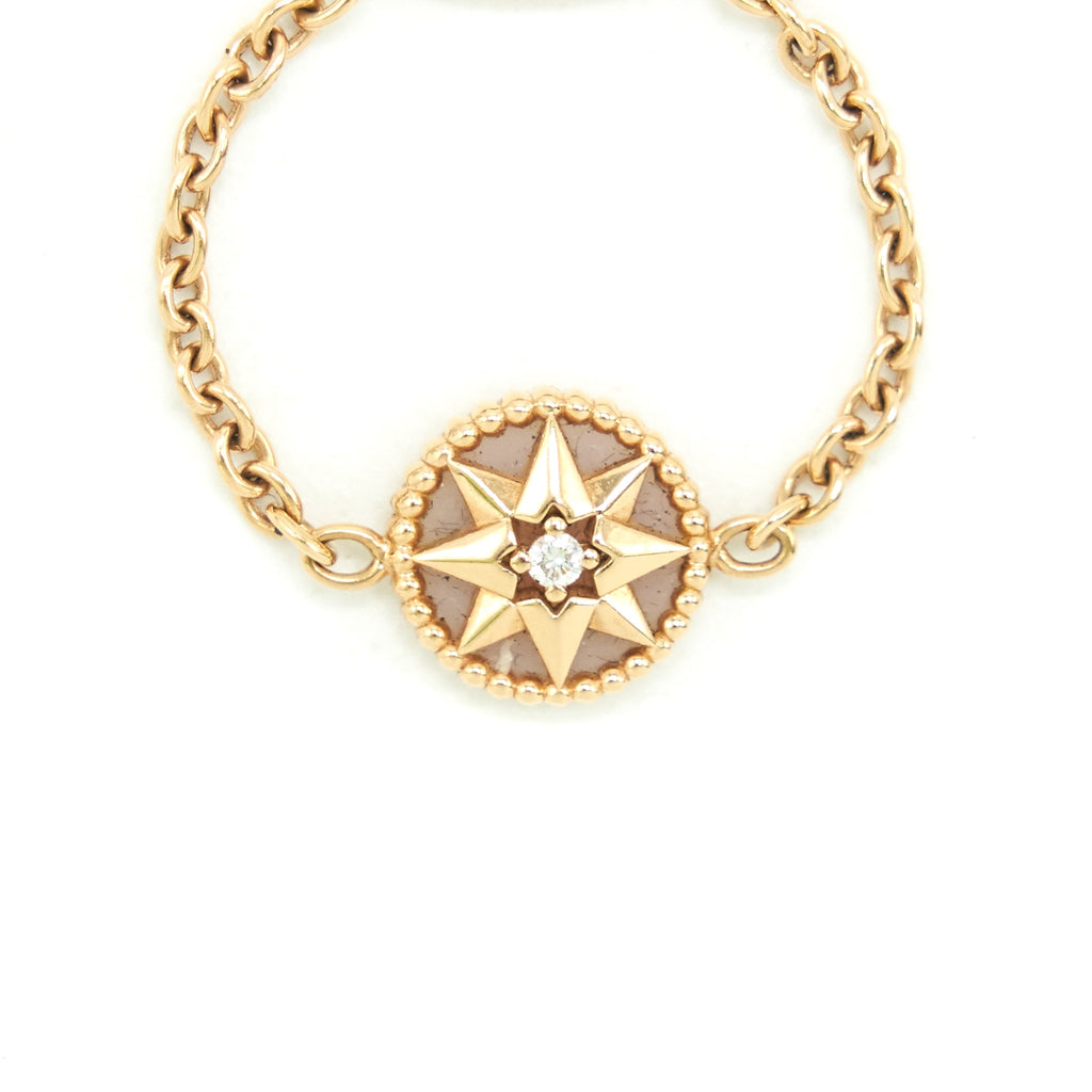 DIOR ROSE DES VENTS RING XS, ROSE GOLD, DIMOND AND PINK OPAL